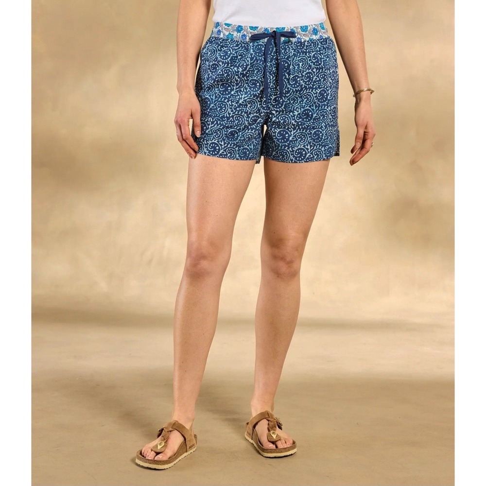 Sundance Kai Shorts Cotton Batik Floral Sz Medium Blue Cotton Lightweight